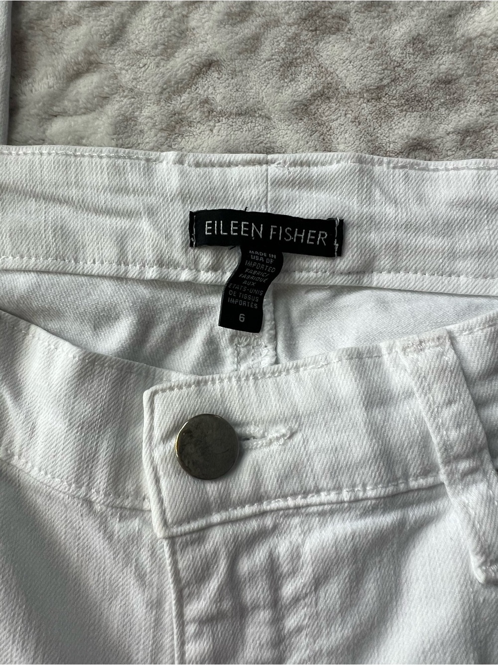 Eileen Fisher White Organic Cotton Stretch Jeans Women’s Size 6 Straight Leg - Picture 3 of 9